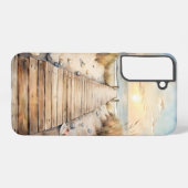 Sunset Beach Boardwalk Waterverf Samsung Galaxy Hoesje (Achterkant horizontaal)