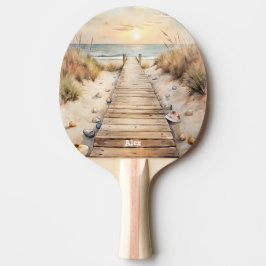 Sunset Beach Boardwalk Waterverf Tafeltennisbatje
