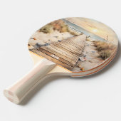 Sunset Beach Boardwalk Waterverf Tafeltennisbatje (Voorkant Gekanteld)