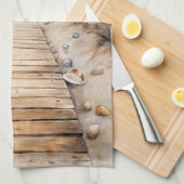 Sunset Beach Boardwalk Waterverf Theedoek (Quarter Fold)