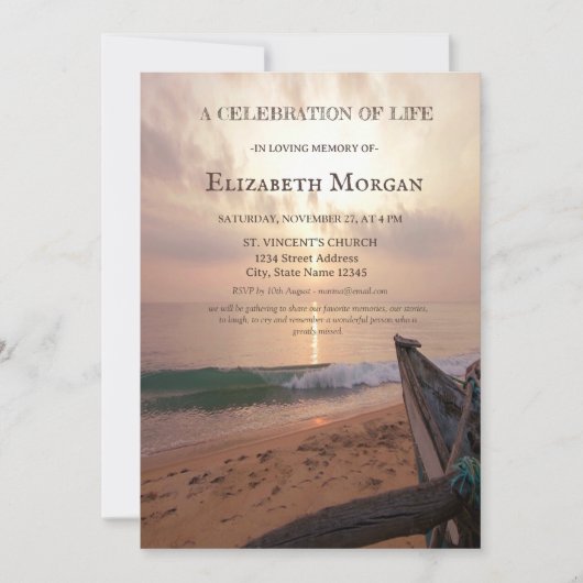 Sunset Beach Boat Viering van het Leven Kaart (Voorkant)