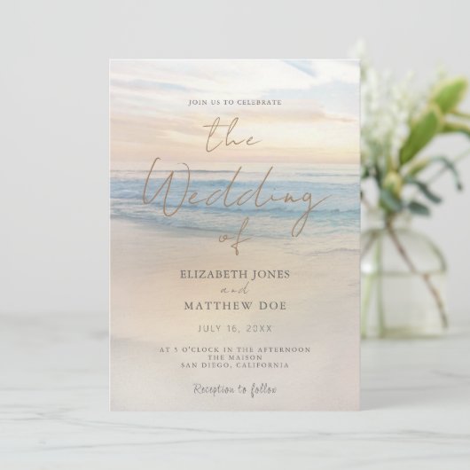 Sunset Beach Bruiloft Aan het strand Bruiloft Uitn Kaart (Staand voorkant)