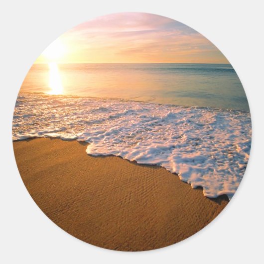 Sunset Beach Bruiloft Feest Favor Sticker (Voorkant)