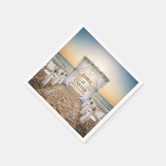 Sunset Beach bruiloft met bloemenboog Servet (Hoek)