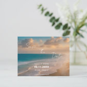 Sunset Beach Bruiloft Save The Date Briefkaart (Staand voorkant)