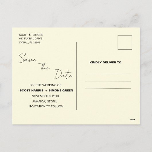 Sunset Beach Bruiloft Save The Date Briefkaart (Achterkant)