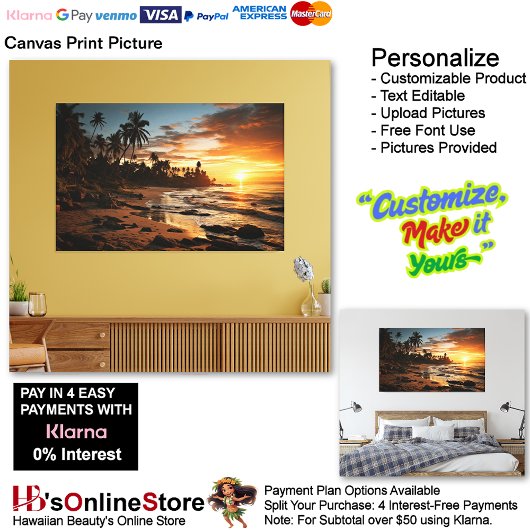Sunset Beach Canvas Afbeelding 1