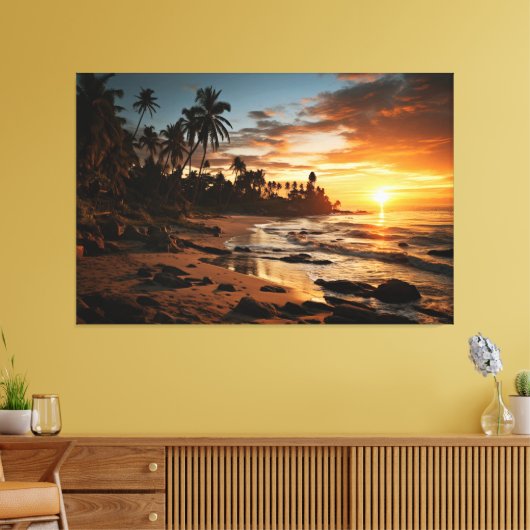 Sunset Beach Canvas Afbeelding 1 (Insitu (Woonkamer))