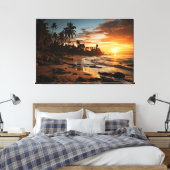 Sunset Beach Canvas Afbeelding 1 (Insitu (Slaapkamer))