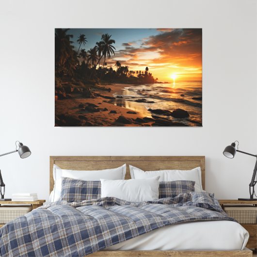 Sunset Beach Canvas Afbeelding 1 (Insitu (Slaapkamer))