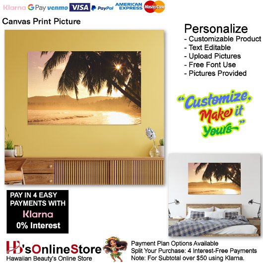 Sunset Beach Canvas Afbeelding 11