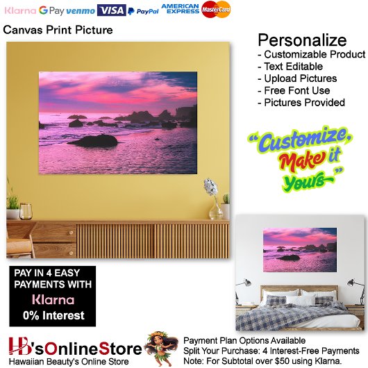 Sunset Beach Canvas Afbeelding 16 Afdruk
