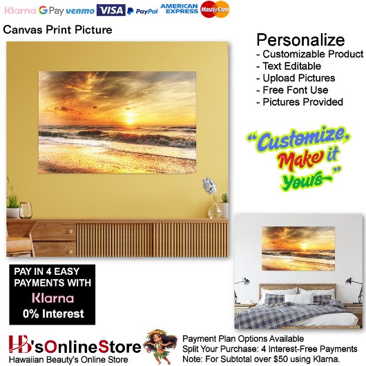 Sunset Beach Canvas Afbeelding 18 Afdruk
