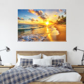 Sunset Beach Canvas Afbeelding 2 (Insitu (Slaapkamer))