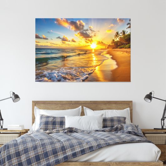 Sunset Beach Canvas Afbeelding 2 (Insitu (Slaapkamer))