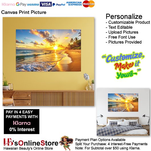 Sunset Beach Canvas Afbeelding 2