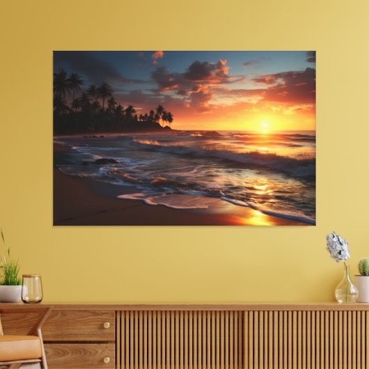 Sunset Beach Canvas Afbeelding 3 (Insitu (Woonkamer))