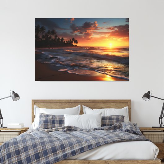 Sunset Beach Canvas Afbeelding 3 (Insitu (Slaapkamer))