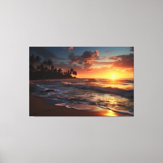Sunset Beach Canvas Afbeelding 3 (Voorkant)