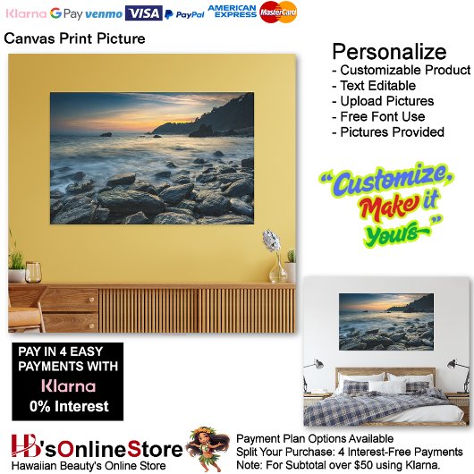 Sunset Beach Canvas Afbeelding 36 Afdruk