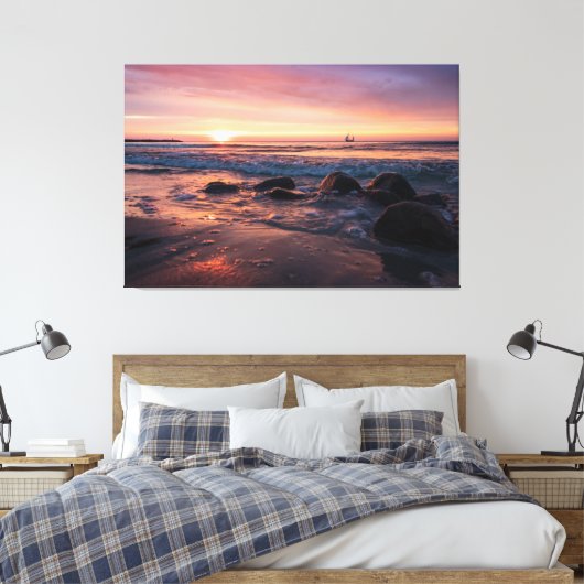 Sunset Beach Canvas Afbeelding 37 Afdruk (Insitu (Slaapkamer))
