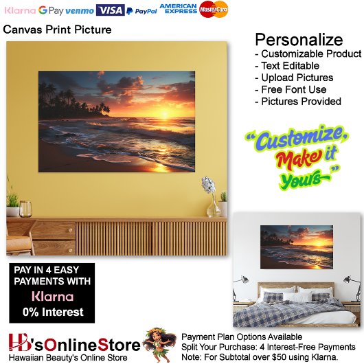 Sunset Beach Canvas Afbeelding 3 Afdruk