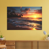 Sunset Beach Canvas Afbeelding 3 Afdruk (Insitu (Woonkamer))