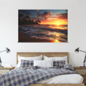 Sunset Beach Canvas Afbeelding 3 Afdruk (Insitu (Slaapkamer))