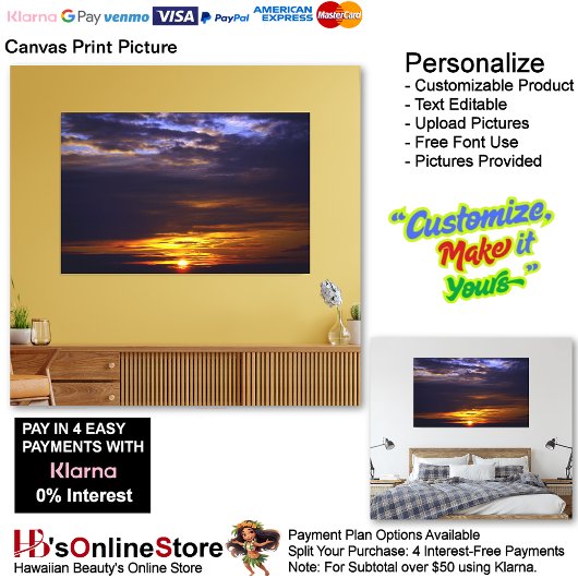 Sunset Beach Canvas Afbeelding 41 Afdruk