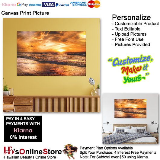 Sunset Beach Canvas Afbeelding 45