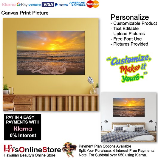 Sunset Beach Canvas Afbeelding 46 Afdruk
