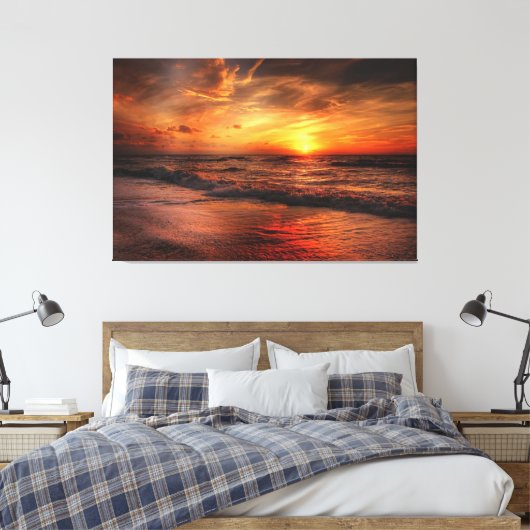 Sunset Beach Canvas Print Picture 17 (Insitu (Slaapkamer))
