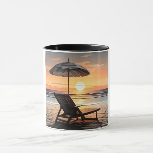 "Sunset Beach Chair Mug - Coastal Relaxation Cup" Mok (Midden)
