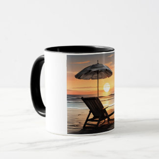 "Sunset Beach Chair Mug - Coastal Relaxation Cup" Mok
