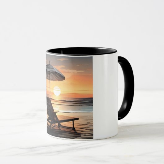 "Sunset Beach Chair Mug - Coastal Relaxation Cup" Mok (Voorkant rechts)
