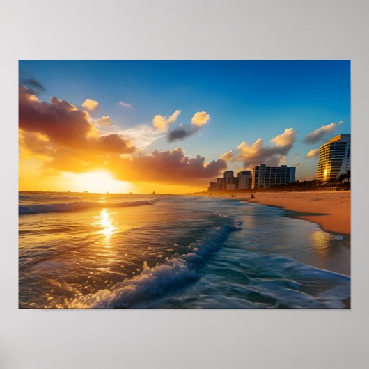 Sunset Beach Cityscape Poster (Voorkant)