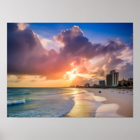Sunset Beach Cityscape Poster (Voorkant)