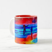 Sunset Beach Dancer in Primary Colours Koffie Mok (Voorkant links)