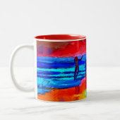 Sunset Beach Dancer in Primary Colours Koffie Mok (Links)