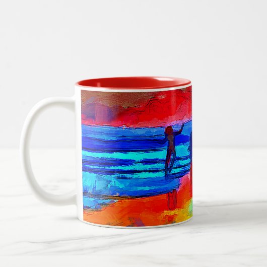 Sunset Beach Dancer in Primary Colours Koffie Mok (Links)
