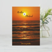 Sunset Beach Destination Wedding Invitation Kaart (Staand voorkant)