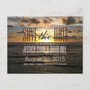 Sunset Beach Destination Wedding Save the Date Aankondigingskaart