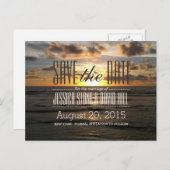 Sunset Beach Destination Wedding Save the Date Aankondigingskaart (Voorkant / Achterkant)