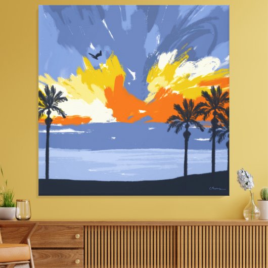 Sunset Beach door © Cathy Thompson Canvas Afdruk (Insitu (Woonkamer))
