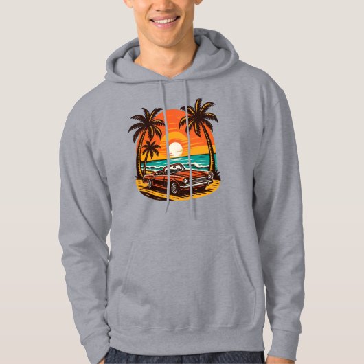 Sunset Beach Drive: Retro Summer Escape Hoodie (Voorkant)