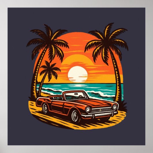 Sunset Beach Drive: Retro Summer Escape Poster (Voorkant)