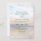 Sunset Beach Elegant Modern QR Code Wedding Kaart (Voorkant)