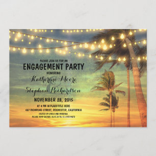 Sunset Beach Engagement Party String Lights Kaart