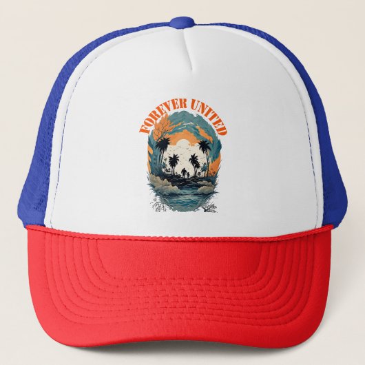 Sunset Beach familie Prachtig silhouet ontwerp Trucker Pet (Voorkant)