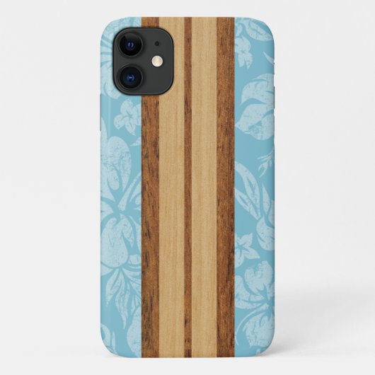 Sunset Beach Faux Wood Surfboard Hawaiian Aqua Case-Mate iPhone Case (Achterkant)